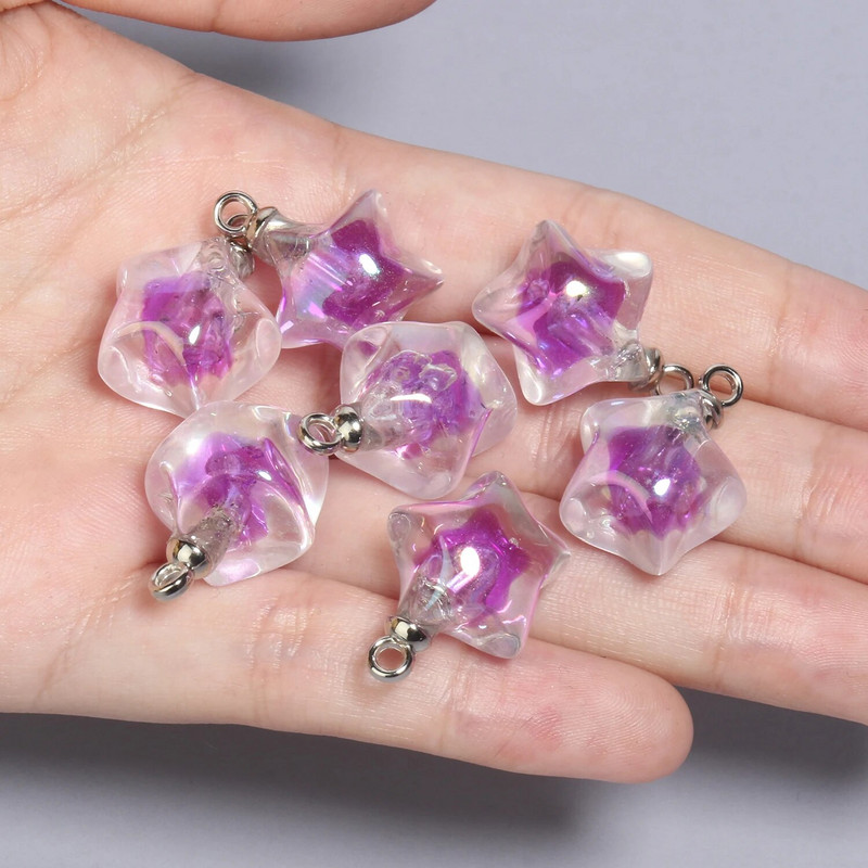 10vnt 21x17mm AB spalvos akriliniai pakabukai Žvaigždės formos pakabukas papuošalų gamyboje pasidaryk pats raktų pakabukas apyrankės kaklo papuošalai priedai