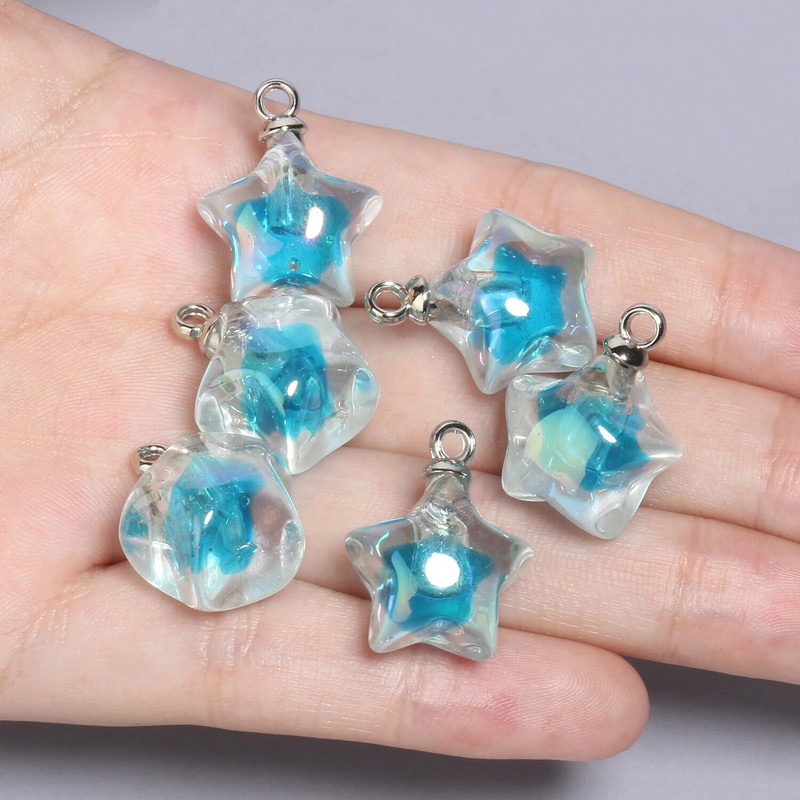 10vnt 21x17mm AB spalvos akriliniai pakabukai Žvaigždės formos pakabukas papuošalų gamyboje pasidaryk pats raktų pakabukas apyrankės kaklo papuošalai priedai