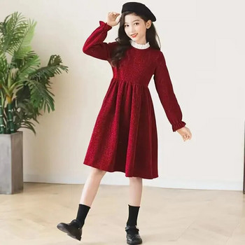 Κορίτσια Βαμβακερό φόρεμα Φθινοπωρινή σεζόν Πρωτοχρονιά Ρούχα Μοντέρνα Ανοιξιάτικη σεζόν Κόκκινο Φόρεμα Μεσαία Μεγάλα Παιδιά Γενέθλια