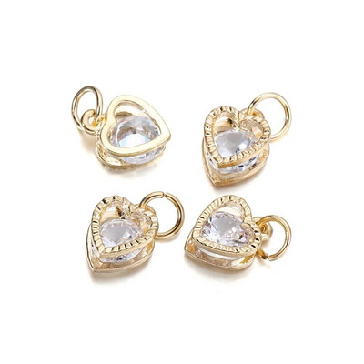 10 vnt./sl. lydinys Auksas Sidabras Spalva Kalnų krištolas Širdelės Pakabukai Auskarams Karoliai Pasidaryk pats meilės pakabukai Papuošalų kūrimo Priedai