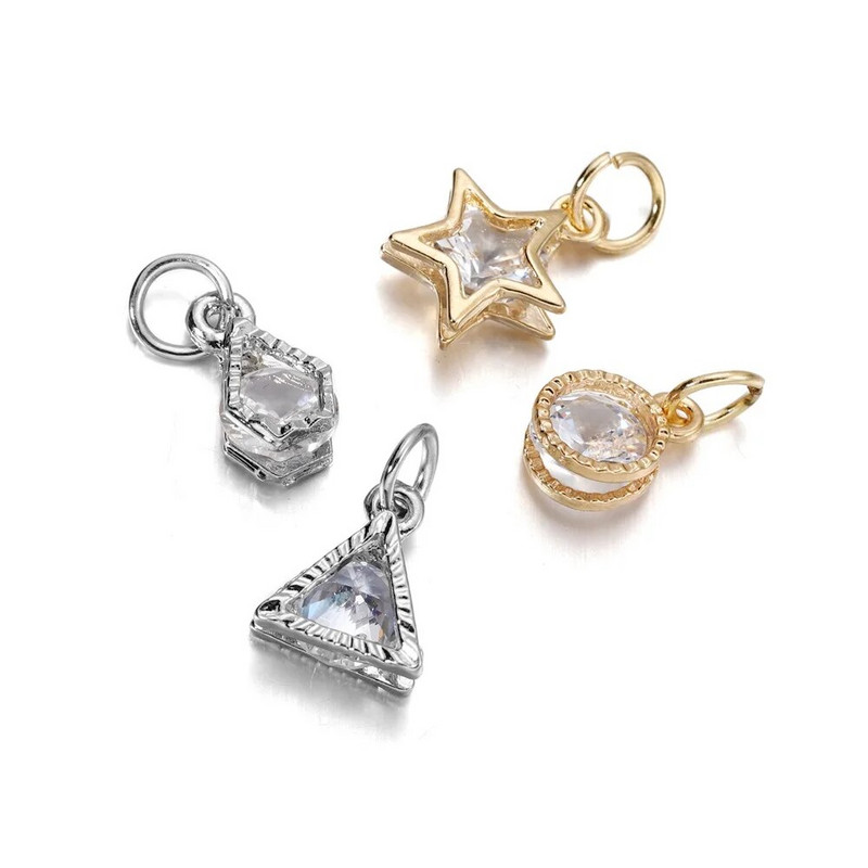 10 vnt./sl. lydinys Auksas Sidabras Spalva Kalnų krištolas Širdelės Pakabukai Auskarams Karoliai Pasidaryk pats meilės pakabukai Papuošalų kūrimo Priedai