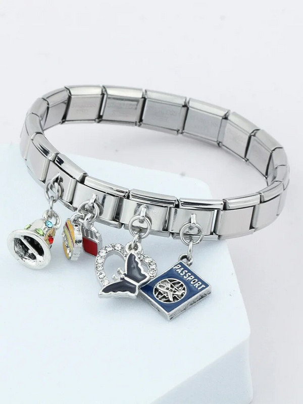 Hapiship Naujas Originalus Daisy Bell Blue Turtle karoliukai Italų Link Charm Fit 9mm Apyrankė Nerūdijančio plieno papuošalai DIY Gaming DJ317