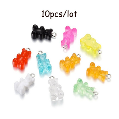 10/20 vnt. Candy Bear pakabukų pakabukai kaklo papuošalams apyrankės auskarai papuošalų kūrimas pasidaryk pats. Dervos meškiukai Kalėdų kūrimas