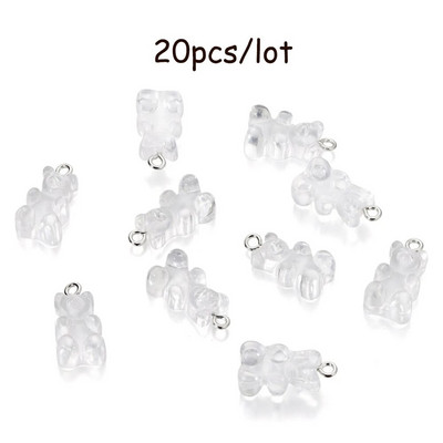 10/20 vnt. Candy Bear pakabukų pakabukai kaklo papuošalams apyrankės auskarai papuošalų kūrimas pasidaryk pats. Dervos meškiukai Kalėdų kūrimas