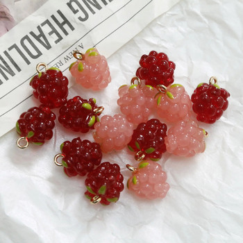 2 бр. Смола 3D Fruit Charms Grape Fruit Gold Цвят Бижута Висулка за обеци Гривна Колие Правене на изводи 15 mm x 11 mm