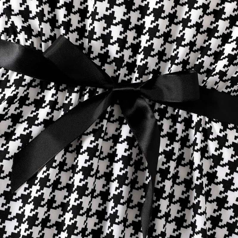 PatPat Παιδικά φορέματα για κορίτσια Κομψά στάμπα Houndstooth Φόρεμα με βολάν με ζωνάκια μακρυμάνικα φορέματα παιδικά ρούχα για κορίτσια