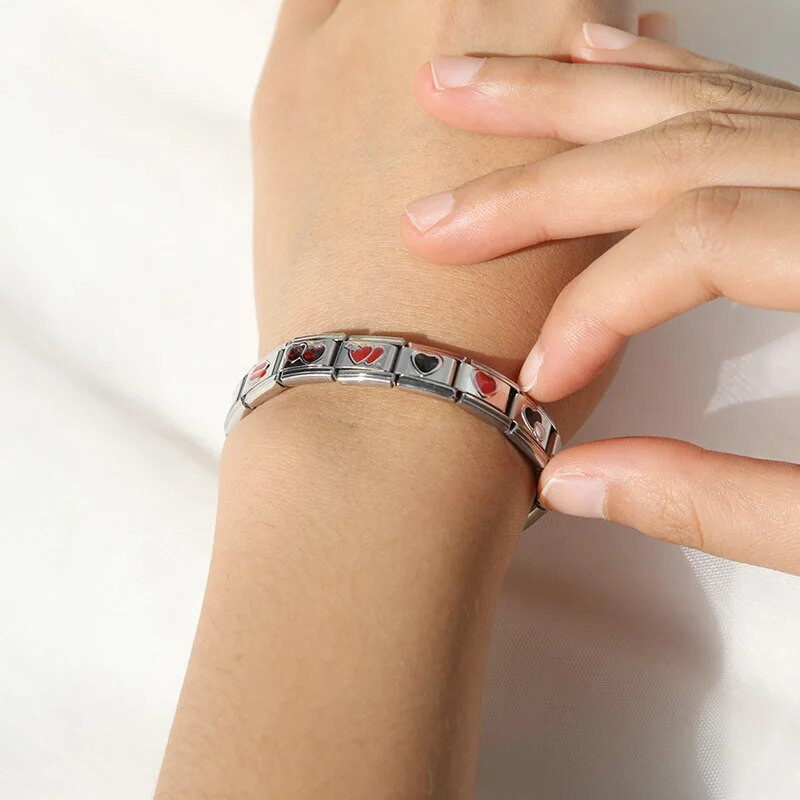 Hapiship Original Daisy Fashion Romantic Red Heart Love Italian Charm Fit 9mm Narukvica Izrada nakita od nehrđajućeg čelika DJTop9