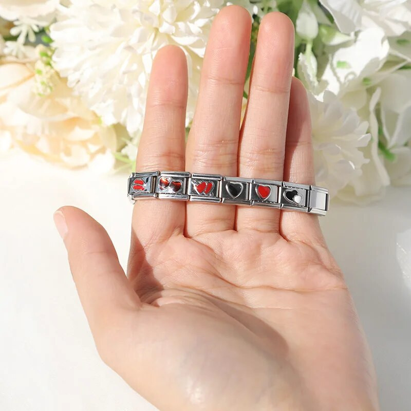 Hapiship Original Daisy Fashion Romantic Red Heart Love Italian Charm Fit 9mm Narukvica Izrada nakita od nehrđajućeg čelika DJTop9