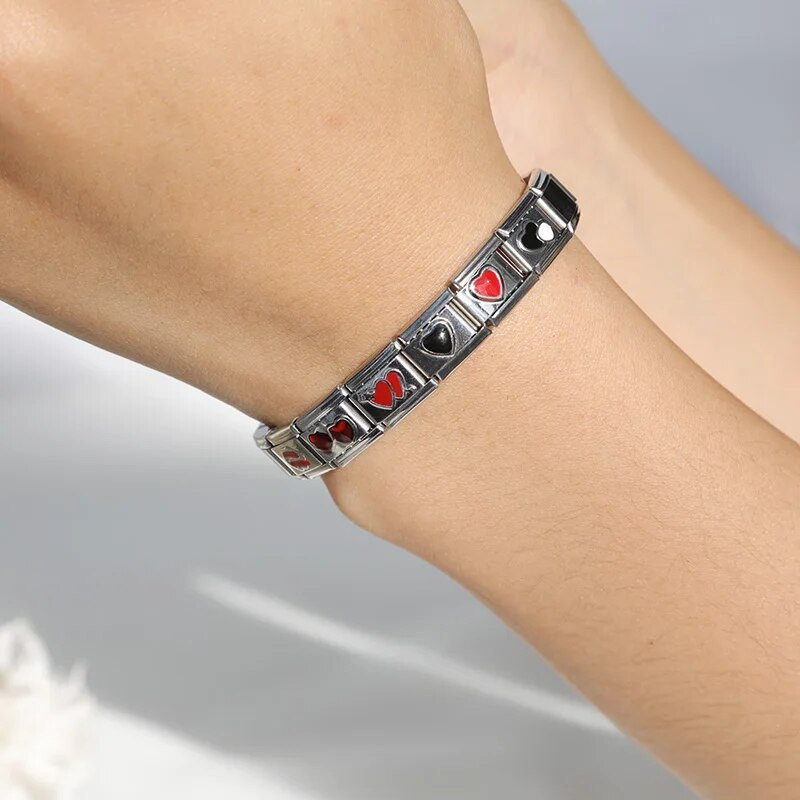 Hapiship Original Daisy Fashion Romantic Red Heart Love Italian Charm Fit 9mm Narukvica Izrada nakita od nehrđajućeg čelika DJTop9