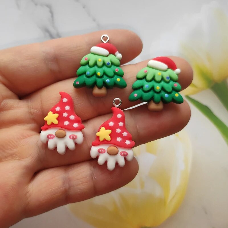 12 tk joonisfilmi jõulusari võlu armas lumememm hirve ripats lame seljaga Cabochon DIY ehete valmistamine käevõru kõrvarõnga aksessuaar