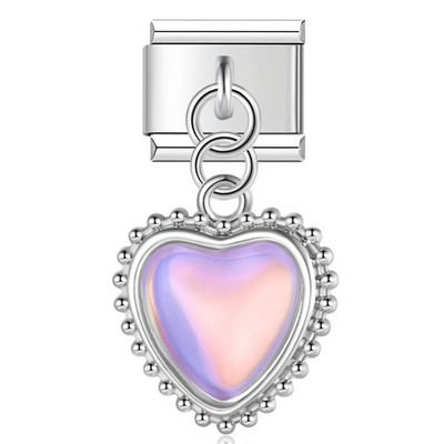 Hapiship 2023 Moda Novo romantično srce Sjajni CZ šarm Talijanski Link Fit 9 mm Narukvica Izrada nehrđajućeg čelika DIY nakit DJ676