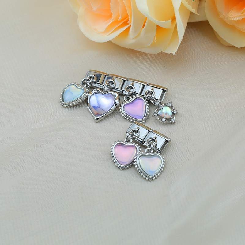 Hapiship 2023 Moda Novo romantično srce Sjajni CZ šarm Talijanski Link Fit 9 mm Narukvica Izrada nehrđajućeg čelika DIY nakit DJ676