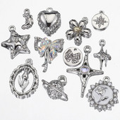 2τμχ Χάντρες στρας Chrams Ασημί Χρώμα Κρυστάλλινα Γούρια Μενταγιόν για κολιέ Βραχιόλι Y2k Κοσμήματα Κατασκευή Γούρι DIY Αξεσουάρ