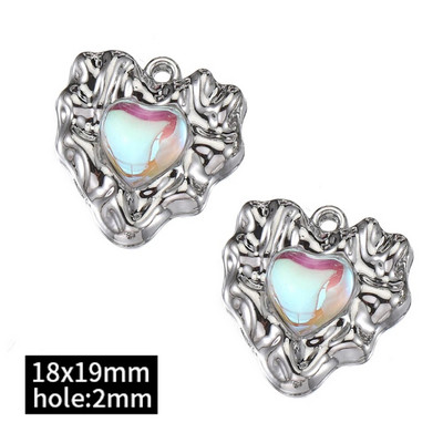 2τμχ Χάντρες στρας Chrams Ασημί Χρώμα Κρυστάλλινα Γούρια Μενταγιόν για κολιέ Βραχιόλι Y2k Κοσμήματα Κατασκευή Γούρι DIY Αξεσουάρ