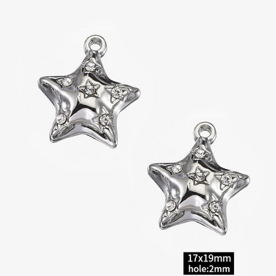 2τμχ Χάντρες στρας Chrams Ασημί Χρώμα Κρυστάλλινα Γούρια Μενταγιόν για κολιέ Βραχιόλι Y2k Κοσμήματα Κατασκευή Γούρι DIY Αξεσουάρ