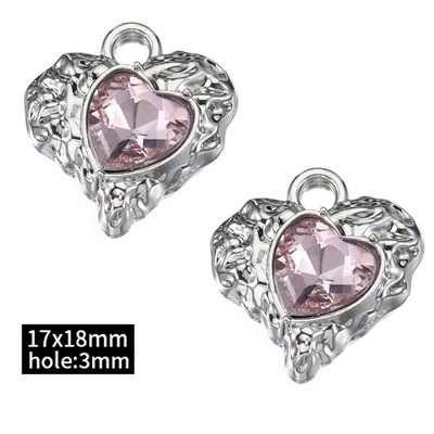 2τμχ Χάντρες στρας Chrams Ασημί Χρώμα Κρυστάλλινα Γούρια Μενταγιόν για κολιέ Βραχιόλι Y2k Κοσμήματα Κατασκευή Γούρι DIY Αξεσουάρ