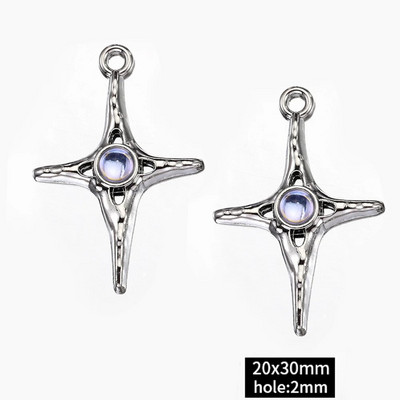 2τμχ Χάντρες στρας Chrams Ασημί Χρώμα Κρυστάλλινα Γούρια Μενταγιόν για κολιέ Βραχιόλι Y2k Κοσμήματα Κατασκευή Γούρι DIY Αξεσουάρ