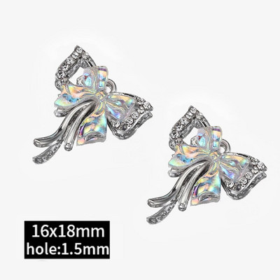 2τμχ Χάντρες στρας Chrams Ασημί Χρώμα Κρυστάλλινα Γούρια Μενταγιόν για κολιέ Βραχιόλι Y2k Κοσμήματα Κατασκευή Γούρι DIY Αξεσουάρ