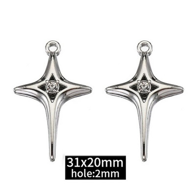 2τμχ Χάντρες στρας Chrams Ασημί Χρώμα Κρυστάλλινα Γούρια Μενταγιόν για κολιέ Βραχιόλι Y2k Κοσμήματα Κατασκευή Γούρι DIY Αξεσουάρ