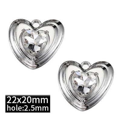 2τμχ Χάντρες στρας Chrams Ασημί Χρώμα Κρυστάλλινα Γούρια Μενταγιόν για κολιέ Βραχιόλι Y2k Κοσμήματα Κατασκευή Γούρι DIY Αξεσουάρ