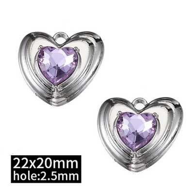 2τμχ Χάντρες στρας Chrams Ασημί Χρώμα Κρυστάλλινα Γούρια Μενταγιόν για κολιέ Βραχιόλι Y2k Κοσμήματα Κατασκευή Γούρι DIY Αξεσουάρ