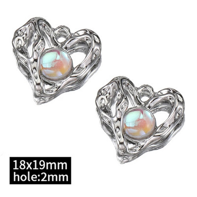 2τμχ Χάντρες στρας Chrams Ασημί Χρώμα Κρυστάλλινα Γούρια Μενταγιόν για κολιέ Βραχιόλι Y2k Κοσμήματα Κατασκευή Γούρι DIY Αξεσουάρ