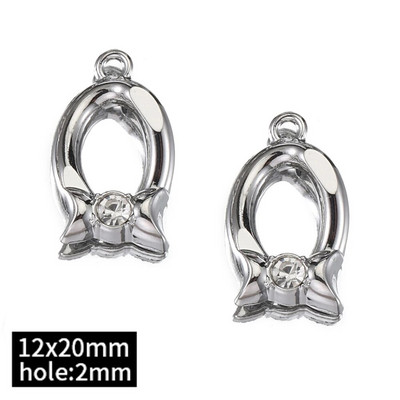 2τμχ Χάντρες στρας Chrams Ασημί Χρώμα Κρυστάλλινα Γούρια Μενταγιόν για κολιέ Βραχιόλι Y2k Κοσμήματα Κατασκευή Γούρι DIY Αξεσουάρ