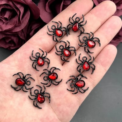 10 бр. Blood Red Spider Pendant Готически висулка Tarantula, Wiccan, Witchy, Creepy Cute, Хелоуин, ръчно изработени аксесоари за бижута