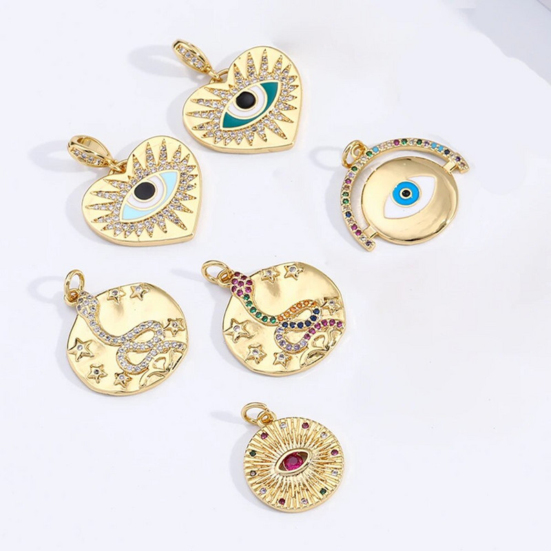 Eye Charm Κοσμήματα Γούρια για σκουλαρίκια Κολιέ Βραχιόλι Κατασκευάζοντας χαριτωμένο τουρκικό μενταγιόν Evil Blue Eye Designer Gold Color Snake