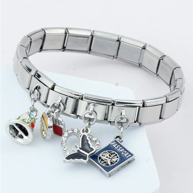 Hapiship Νέο πλάτος 9mm Γνήσιες χάντρες Daisy Bell Μπλε χελώνα Βραχιόλι Ιταλικής γοητείας Fit Κοσμήματα από ανοξείδωτο ατσάλι κατασκευή DJ317