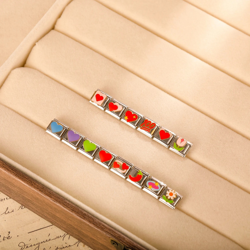 Hapiship 2023 New Hot Sell Fashions New Flower Hearts Charm Links Fit 9mm Narukvica od nehrđajućeg čelika Izrada DIY nakita DJ734