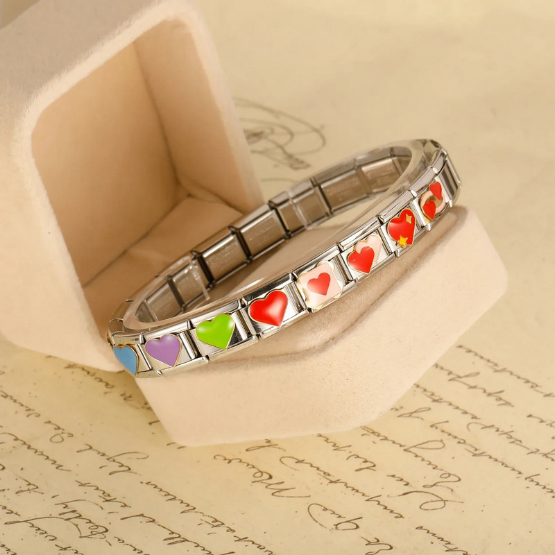 Hapiship 2023 New Hot Sell Fashions New Flower Hearts Charm Links Fit 9mm Narukvica od nehrđajućeg čelika Izrada DIY nakita DJ734