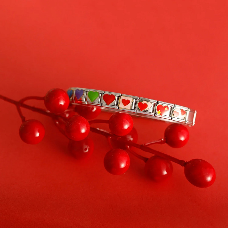 Hapiship 2023 New Hot Sell Fashions New Flower Hearts Charm Links Fit 9mm Narukvica od nehrđajućeg čelika Izrada DIY nakita DJ734