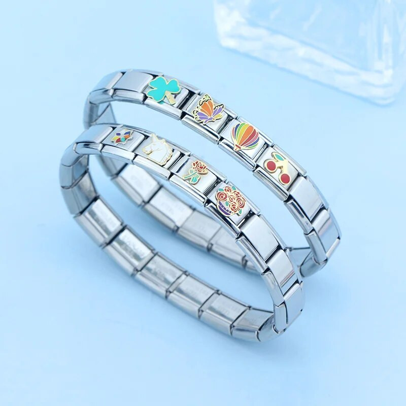 „Hapiship“ nauja mada, saldus vienaragis drugelis rožių gėlė, vyšnių žavesys, tinka 9 mm apyrankės nerūdijančio plieno „pasidaryk pats“ gaminimas DJTop28