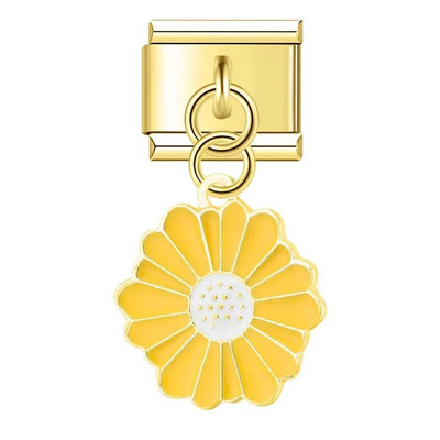 Hapiship Nova modna glazura u boji Cvijet tratinčice Talijanski linkovi Šarm Fit 9 mm Narukvica od nehrđajućeg čelika Izrada nakita DIY DJ436