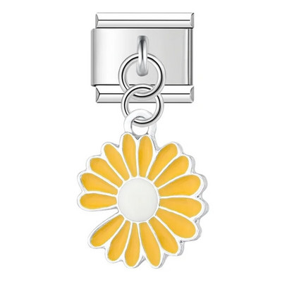 Hapiship Nova modna glazura u boji Cvijet tratinčice Talijanski linkovi Šarm Fit 9 mm Narukvica od nehrđajućeg čelika Izrada nakita DIY DJ436