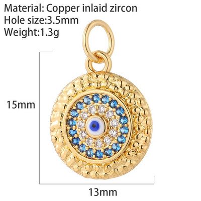 Mielos širdies žvaigždės Mėnulio meškiuko spurga Evil Blue Eye Chrams papuošalų gamybos reikmenims Aukso spalvos „Pasidaryk pats“ auskarai, apyrankės, kaklo papuošalai