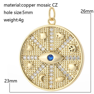 Mielos širdies žvaigždės Mėnulio meškiuko spurga Evil Blue Eye Chrams papuošalų gamybos reikmenims Aukso spalvos „Pasidaryk pats“ auskarai, apyrankės, kaklo papuošalai