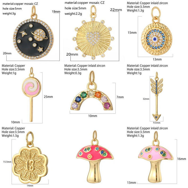 Mielos širdies žvaigždės Mėnulio meškiuko spurga Evil Blue Eye Chrams papuošalų gamybos reikmenims Aukso spalvos „Pasidaryk pats“ auskarai, apyrankės, kaklo papuošalai