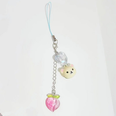Νέο Kawaii Peach Bell Τηλέφωνο Charm Creativity Αξεσουάρ Μπρελόκ Frog Bear Αλυσίδα τηλεφώνου Star Peach Κρεμαστό τηλέφωνο σε σχήμα καρδιάς