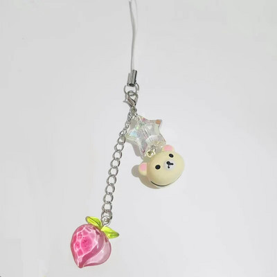 Νέο Kawaii Peach Bell Τηλέφωνο Charm Creativity Αξεσουάρ Μπρελόκ Frog Bear Αλυσίδα τηλεφώνου Star Peach Κρεμαστό τηλέφωνο σε σχήμα καρδιάς