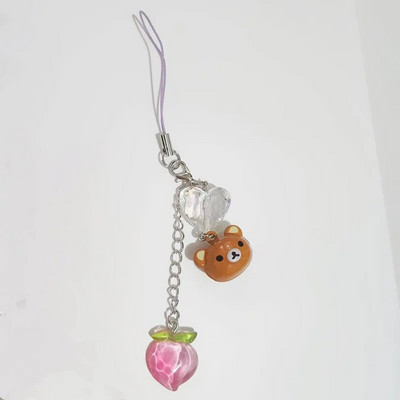 Νέο Kawaii Peach Bell Τηλέφωνο Charm Creativity Αξεσουάρ Μπρελόκ Frog Bear Αλυσίδα τηλεφώνου Star Peach Κρεμαστό τηλέφωνο σε σχήμα καρδιάς