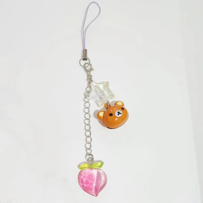 Νέο Kawaii Peach Bell Τηλέφωνο Charm Creativity Αξεσουάρ Μπρελόκ Frog Bear Αλυσίδα τηλεφώνου Star Peach Κρεμαστό τηλέφωνο σε σχήμα καρδιάς