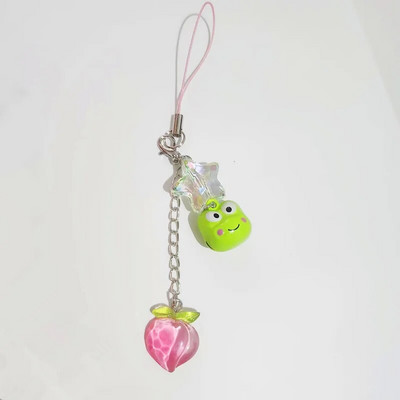 Νέο Kawaii Peach Bell Τηλέφωνο Charm Creativity Αξεσουάρ Μπρελόκ Frog Bear Αλυσίδα τηλεφώνου Star Peach Κρεμαστό τηλέφωνο σε σχήμα καρδιάς