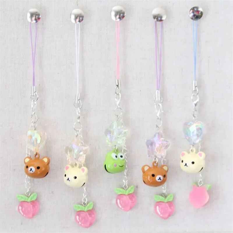 Νέο Kawaii Peach Bell Τηλέφωνο Charm Creativity Αξεσουάρ Μπρελόκ Frog Bear Αλυσίδα τηλεφώνου Star Peach Κρεμαστό τηλέφωνο σε σχήμα καρδιάς