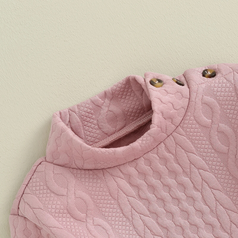 Pudcoco laste kaabliga kootud tüdrukukleit ühevärviline pikkade varrukatega kõrge kaelusega kampsunkleit, vööga sviiter 4-7T