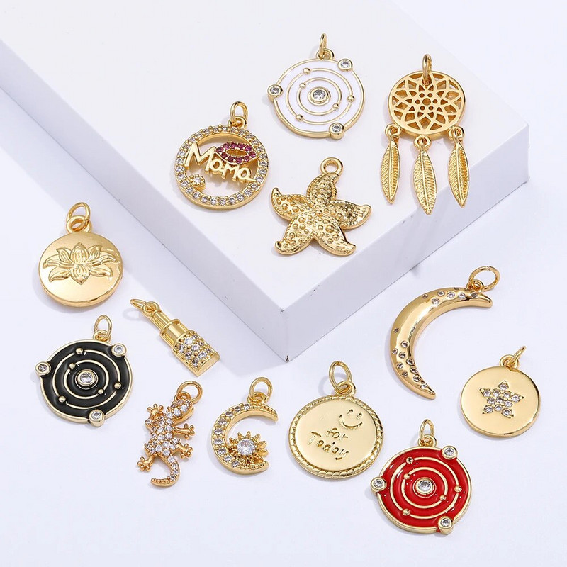 Moon Star Heart Designer amuletid ehete valmistamise tarvikute jaoks Bohemia värvilised armsad ripatsvõlusid isetehtud kõrvarõngad kaelakee võlusid