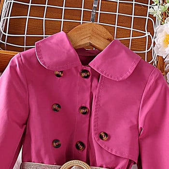 Φόρεμα κοριτσάκι 4-7 ετών Little girl Rose Red Trench φόρεμα με μακρυμάνικο Κομψό κορίτσι Κορεάτικο Casual Vacation Gress