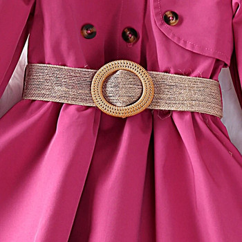 Φόρεμα κοριτσάκι 4-7 ετών Little girl Rose Red Trench φόρεμα με μακρυμάνικο Κομψό κορίτσι Κορεάτικο Casual Vacation Gress