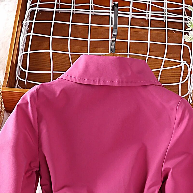 Suknelė mergaitei 4-7 metų mažai mergaitei rožinė raudona suknelė ilgomis rankovėmis stilinga korėjietiška laisvalaikio atostogų suknelė